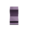 A sequence of 20 distinct pixelated shapes in purple and red hues, transitioning from solid forms to fragmented X-like structures against a gray background.