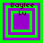 Four identical square display layered green and purple borders with "BoyLee Lu" text above a central square