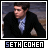 A static image of a person in a black suit and light blue shirt with 'SETH COHEN' text below, set against a blurred background.