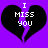 Two identical pixelated black broken hearts on a purple background with white text reading "I MISS YOU" inside each heart.