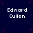 Dark blue background with scattered red dots and repeated white text "Edward Cullen" in a pattern