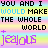 Pixelated text animation with rainbow gradient background showing repeated phrases and a plus sign in two color variations.