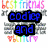 A digital image with two distinct sections: a white background with colorful text and blue name boxes on the left, and a blue background with pink clouds and similar text on the right.