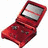 A contact sheet of three handheld gaming devices: red Game Boy Advance SP, silver Nintendo DS, and black PSP, each shown in a static pose with visible screen and control buttons.