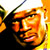 Pixelated close-up of a person's face with orange-yellow color palette and visible antenna-like line on left side, likely from an AOL Instant Messenger buddy icon.
