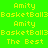 Pixelated text displays 'Amity Basketball3 The Best' across four colored in a