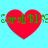 Four red heart shapes on cyan background with green text "SarahT183" overlaid, arranged in two of two hearts each