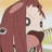 A 48x48 pixel animated contact sheet showing two frames of an anime-style character with long red hair and a black outfit against a yellow background, alongside text reading "Anime IM" and "COM" on a black panel.