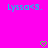 Two identical cyan text strings and green heart icons on a bright pink background with pixelated rendering.