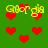 Green background with red heart shapes and yellow text reading 'georgia' in pixelated font, arranged in a repeating pattern.
