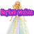 Pixelated blonde woman in pastel gown holds purple banner with pink text; left version reads 'Barbie Wishes', right version reads 'She Was Me!'