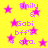 Yellow background with pink stars and repeated purple text reading "Emily & Gabi bff's 4 eva." in a pixelated style.