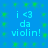 Blue background with green star-like patterns and repeated light blue text reading "i <3 da violin!" in a