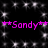 Black background with white star-like sparkles and repeated pink text reading "**Sandy**" in two horizontal