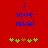 Red background with blue text 'i love nikki' and green/brown pixelated flower icons below, two identical frames side-by-side.