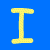 Yellow text and heart symbol on blue background with gray rectangle corner, static image.