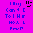A static image with a bright pink background displays blue pixelated text reading "Why Can't I Tell Him How I Feel?" and a black pixelated heart symbol.