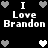 Black background with white pixelated text "I Love Brandon" and gray/white heart icons arranged in a pattern