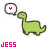 A green dinosaur with a speech bubble containing a colored 'Y' symbol, displayed in multiple color variations of the text and background.
