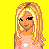 Pixel art contact sheet showing a female character named Maddie in multiple frames with yellow, pink, and gray backgrounds and heart symbols.