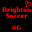 Red pixelated text and symbols on black background with heart symbol above 'Brighton Soccer' text.