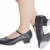 A sequence of tap dance steps showing a person's legs and feet in black Mary Jane shoes against a white background, with text overlays.
