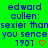 Green background with blue text reading 'edward cullen: sexier thansexier thansexier than you sence you sence you sence 1901' and red heart symbols.
