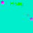 Green text reading 'Molly' appears multiple times on a cyan background with scattered pink and purple stars.