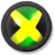 Circular icon with black border containing yellow X over green quadrants on dark background.
