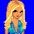 A 4x3 contact sheet of pixel art character icons with colorful backgrounds and text overlays, each icon showing a different female character in various outfits and poses across sampled frames.