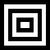 Two static black-and-white square frame sequences with nested rectangular borders, each showing a central rectangle surrounded by multiple concentric borders of varying thicknesses.