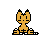 Animated orange cat-like creature in various poses including sitting upright, lying down with 'Zz' text above it, and side-facing positions on a gray background.