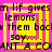 Pixelated text repeats across a bright yellow and pink background with no visible animation changes.