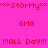 Pixelated text displays "***StorMy*** GMG !!!ALL Day!!!" in red on alternating pink and purple backgrounds across two