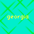 A static image with a cyan background and green diamond-shaped pattern, featuring four instances of the word 'georgia' in yellow pixelated text