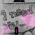 Pixelated grayscale background with pink cloud-like shapes and three distinct text elements in bright magenta.