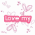 Pixelated graphic with pink 'Love my' text, blue 'POD' box, and colorful abstract shapes including hearts and a stylized device.