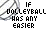 Four pixelated display sequential text changes about volleyball and football, with a grayscale volleyball graphic in the top-left corner of each