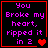 Four identical display purple text on black with red borders, each containing a heart symbol that changes across frames
