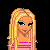 A 4x3 contact sheet of a pixel art animated icon featuring a blonde cartoon character and text phrases about acceptance, displayed on a black background with gray transparency area.