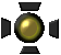 Three pixelated circular icons with black angular extensions, each displaying a different colored central sphere against gray background.