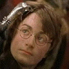 Six display a character with round glasses and brown hair in various poses, expressions, and clothing against different backgrounds