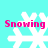 Pixelated white snowflake with pink 'Snowing' text on cyan background, four identical instances arranged in a