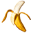 Pixelated banana with peeled skin on white background, adjacent to pink with yellow text reading BANANA-KUH!! :)]
