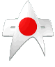A silver star-shaped icon with a red circle at center rotates through multiple angles against gray background.