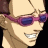 Pixelated anime-style character with purple sunglasses and a wide grin on the left, next to "Anime IM" text and a stylized signature on black background.