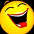 Yellow emoji face with closed eyes and open mouth showing teeth and tongue, positioned next to pink 'OX' text on black background.