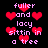 Pixelated text and red heart shapes on a black background, with repeated phrases 'fuller and lacy sittin in a tree' displayed across the image.