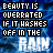 repeated text-based icons with blue and white pixelated lettering on a dark background, displaying the phrase "BEAUTY IS INEQUATED IF IT HASHES OFF IN THE RAIN" in multiple