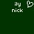 Green background with white pixelated text 'ily nick' on left and right, a heart symbol between them.